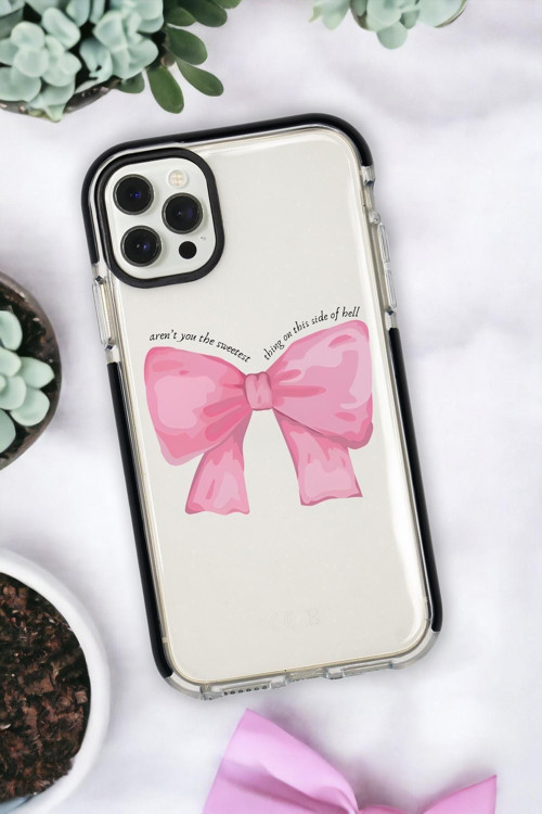 İphone 12 Pro Uyumlu Pembe Kurdele Candy Bumper Silikonlu Telefon Kılıfı