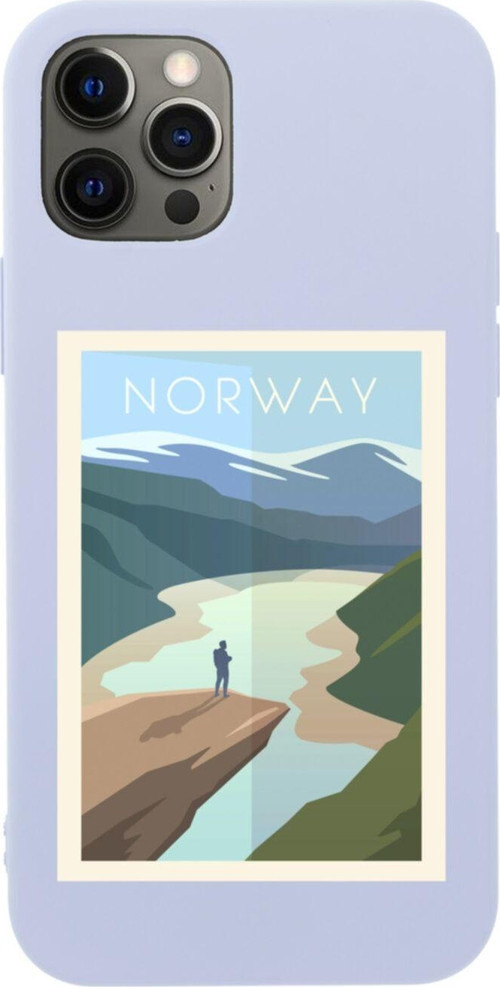 Iphone 12 Pro Norway Tasarımlı Lila Telefon Kılıfı
