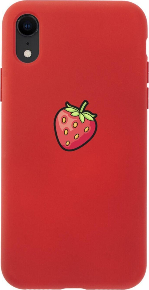 İphone Xr Çilek Tasarımlı Kırmızı Telefon Kılıfı