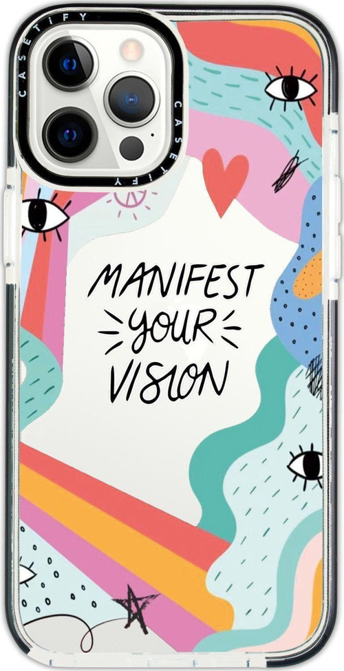Iphone 12 Pro Casetify Manifest Your Vision Desenli Anti Shock Premium Silikonlu Siyah Kenar Detaylı