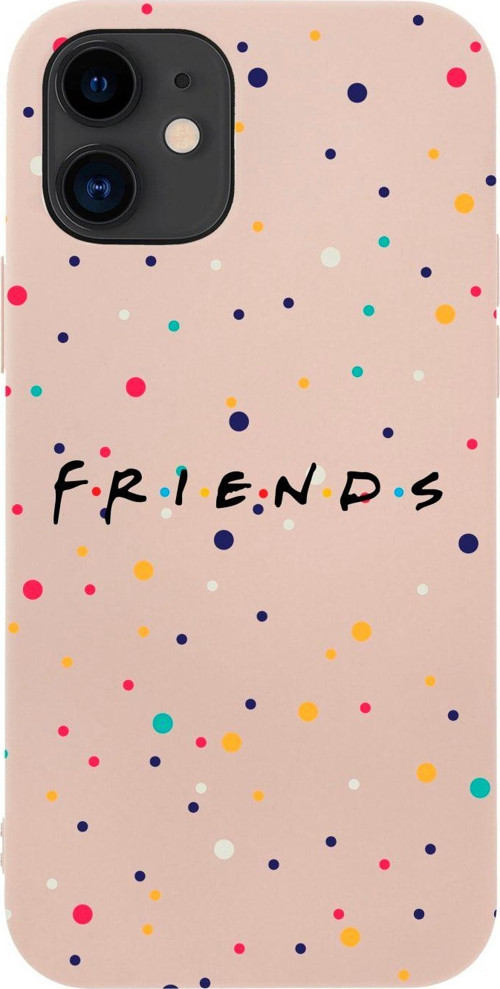 İphone 12 Friends Tasarımlı Pembe Telefon Kılıfı