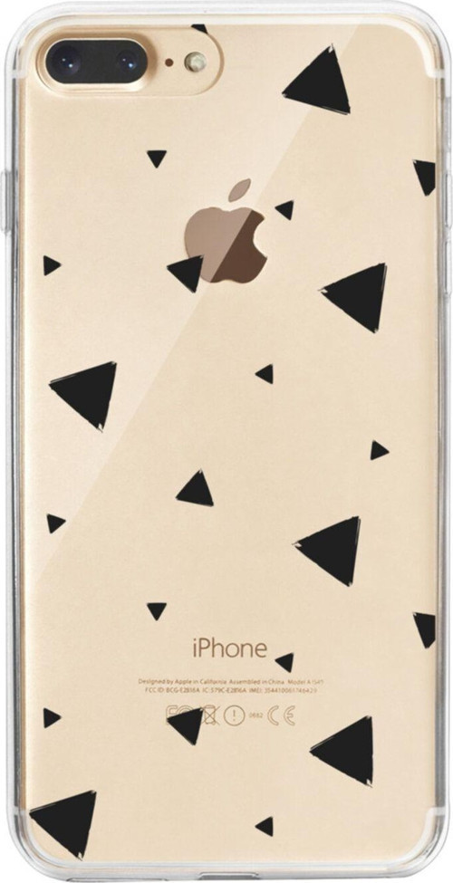 İphone 7 Plus Black Triangle Tasarımlı Şeffaf Telefon Kılıfı
