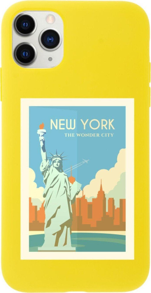 Iphone 11 Pro Max New York Tasarımlı Sarı Telefon Kılıfı