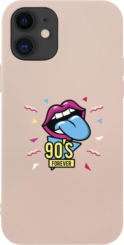 İphone 12 90'S Forever Tasarımlı Pembe Telefon Kılıfı