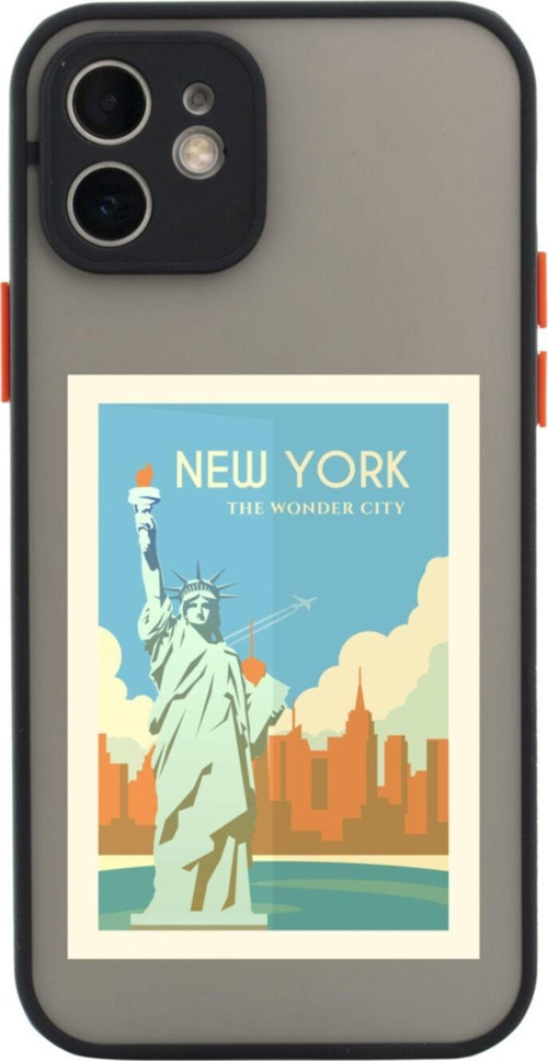 Iphone 11 Lüx Kamera Lens Korumalı Newyork Wonder City Siyah Telefon Kılıfı