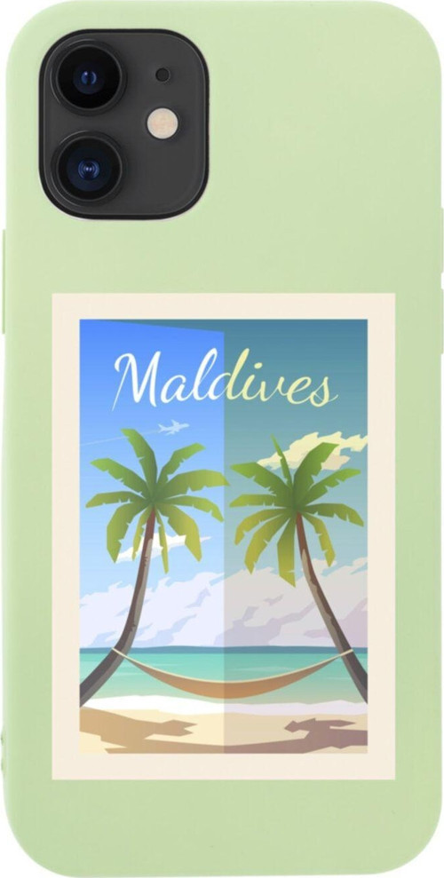 İphone 12 Maldives Tasarımlı Yeşil Telefon Kılıfı