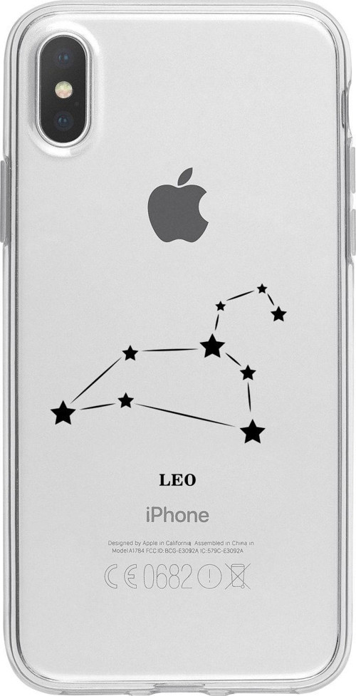 İphone X Aslan Yıldız Desenli Şeffaf Telefon Kılıfı