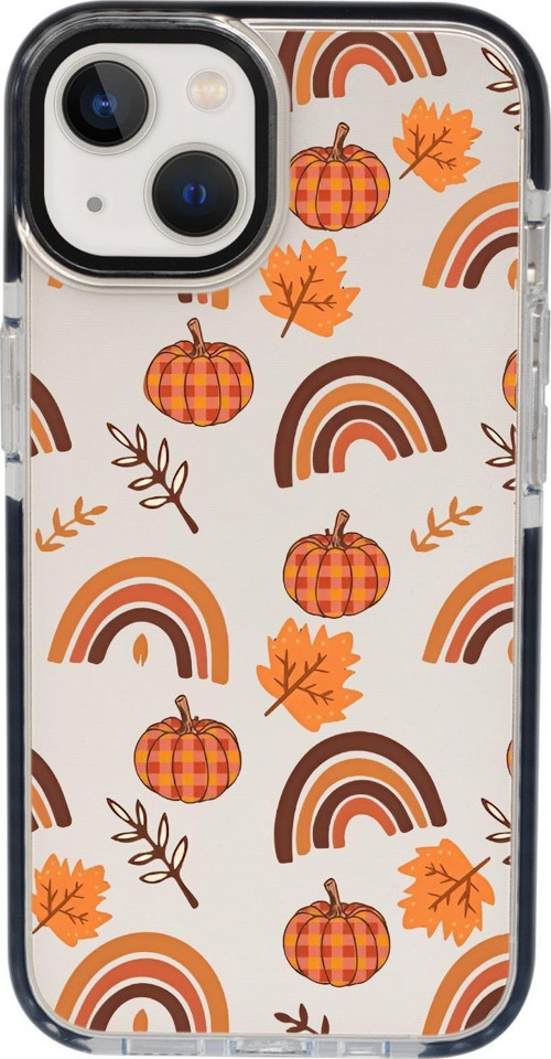 İphone 15 Uyumlu Sonbahar Desenli Candy Bumper Silikonlu Telefon Kılıfı
