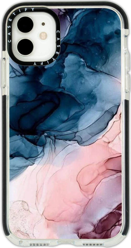 İphone 12 Casetify Renkli Mermer Desenli Anti Shock Premium Silikonlu Siyah Kenar Detaylı Telefon Kı
