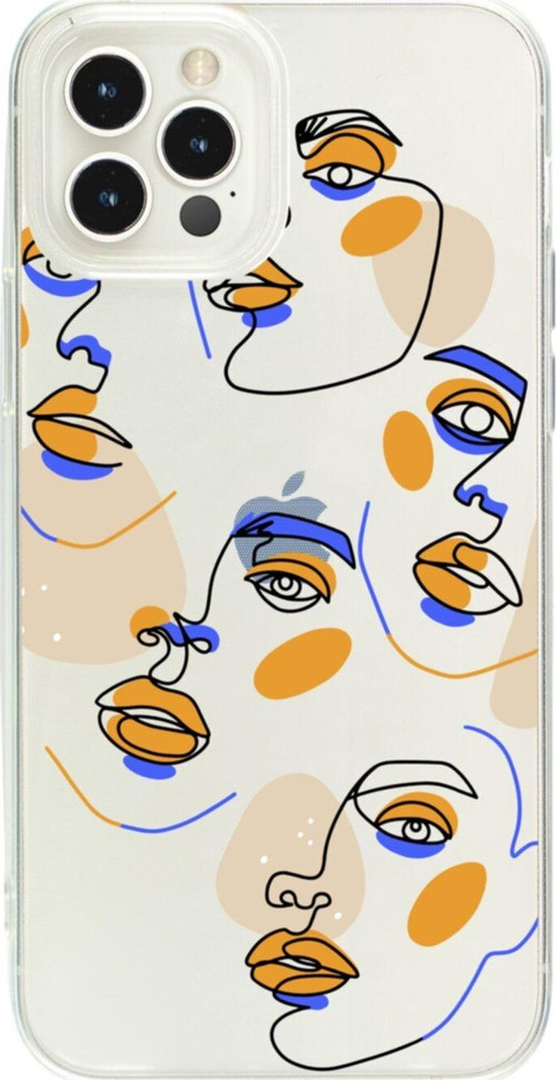 Iphone 12 Pro Surreal Face Tasarımlı Şeffaf Telefon Kılıfı