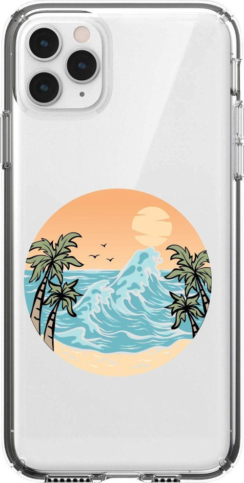 Iphone 11 Pro Summer Beach Desenli Şeffaf Telefon Kılıfı