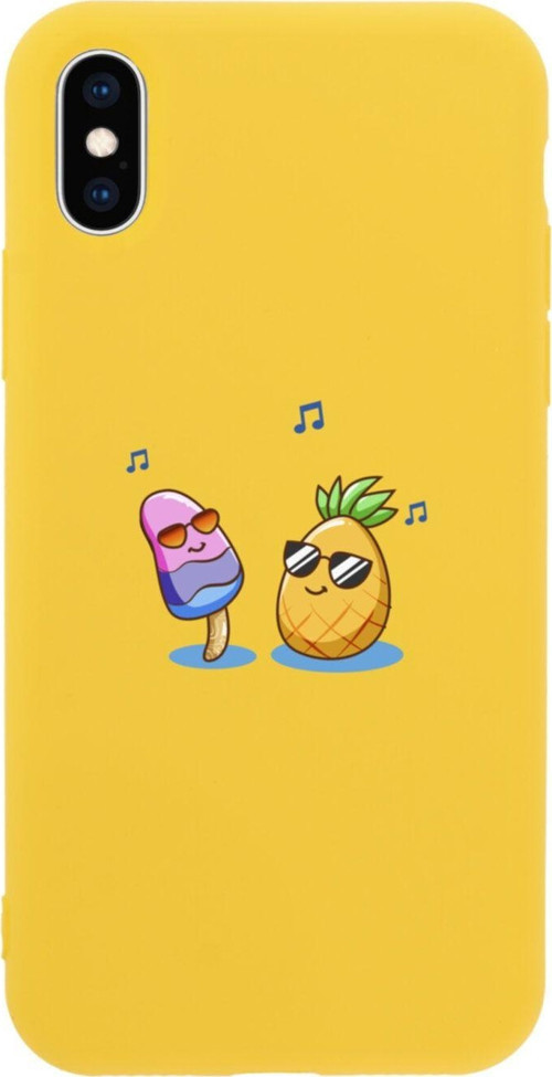 İphone X Singer Pineapple Tasarımlı Sarı Telefon Kılıfı