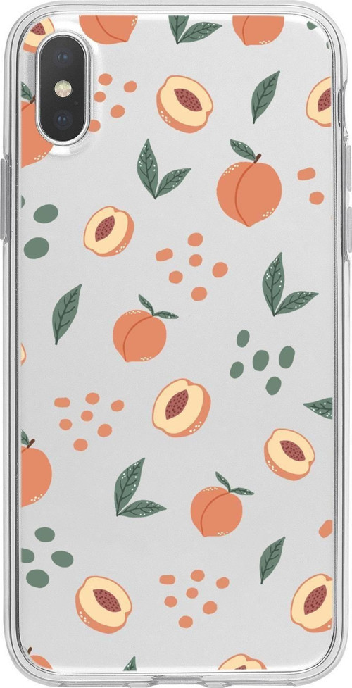 İphone X Uyumlu Şeftali Pattern Premium Şeffaf Silikon Kılıf