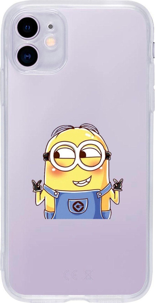 Iphone 11 Uyumlu Minions Desenli Premium Şeffaf Silikon Kılıf