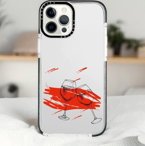 İphone 14 Pro Max Spilled Wine Desenli Casetify Darbe Emci Silikonlu Telefon Kılıfı