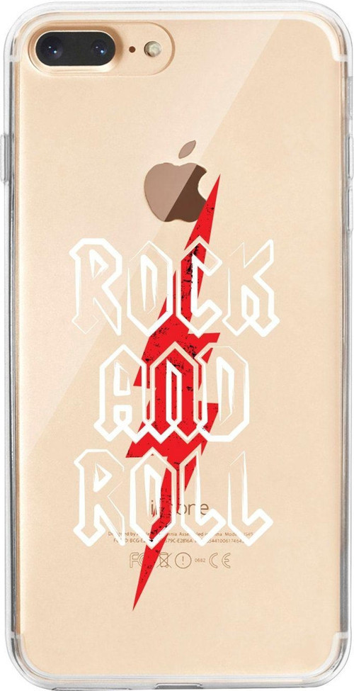 İphone 8 Plus Rock And Roll Desenli Şeffaf Telefon Kılıfı