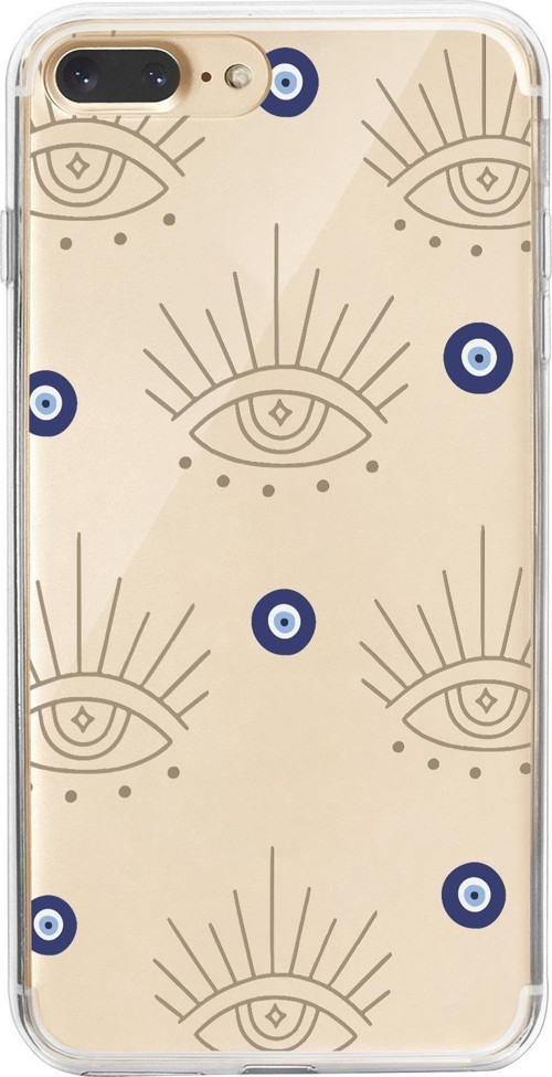 İphone 8 Plus Uyumlu Evil Eye Desenli Premium Şeffaf Silikon Kılıf