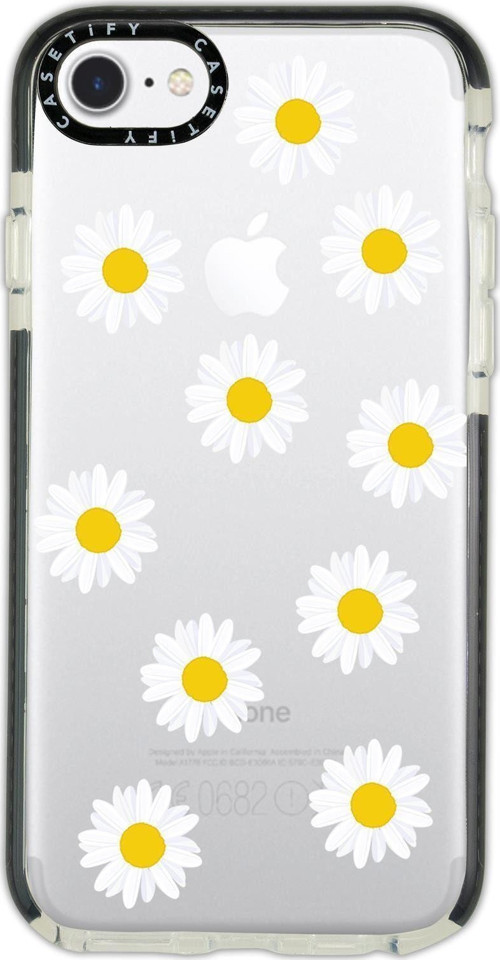 İphone 6 Casetify Bahar Papatyaları Desenli Anti Shock Premium Silikonlu Siyah Kenar Detaylı Telefon