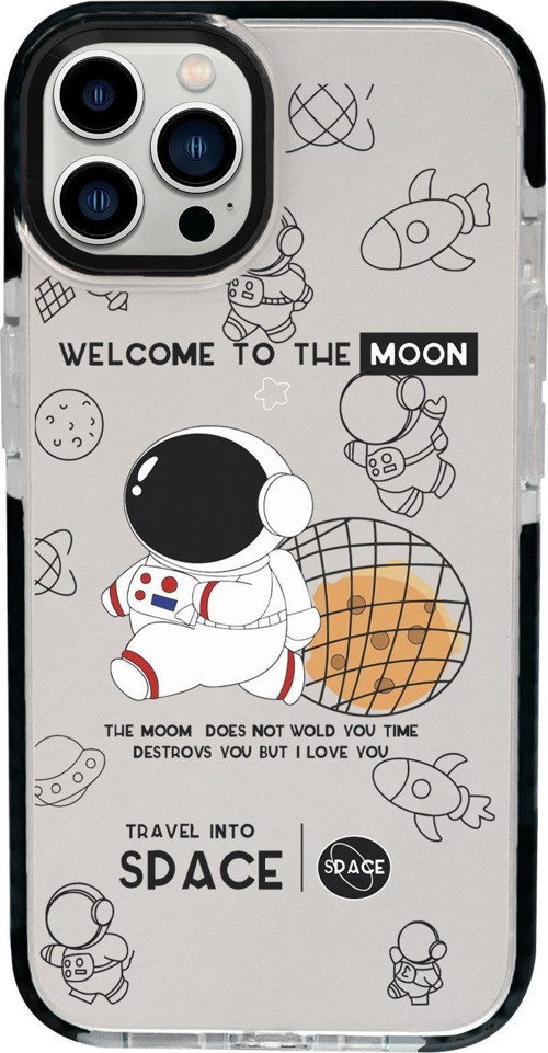 İphone 15 Pro Max Uyumlu Sevimli Astronot Desenli Candy Bumper Darbe Emci Silikonlu Telefon Kılıfı