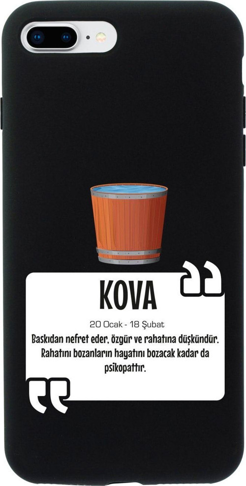 İphone 8 Plus Kova Burcu Tasarımlı Siyah Telefon Kılıfı