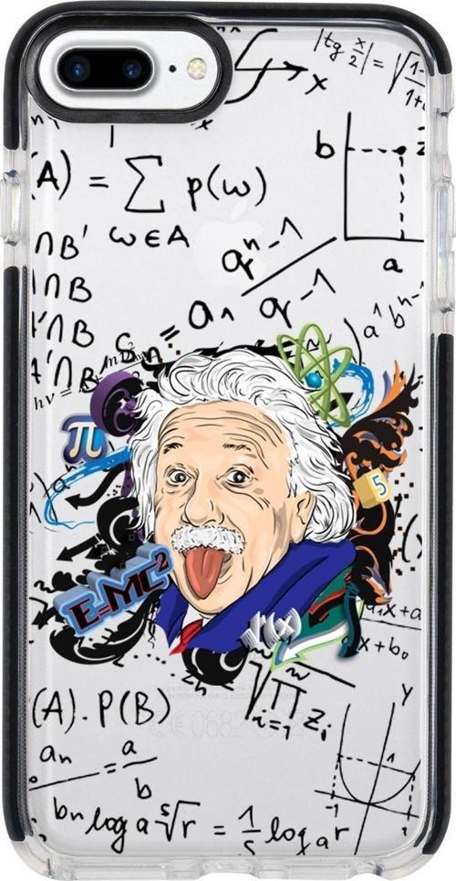 İphone 8 Plus Einstein In Formula Desenli Candy Bumper Silikonlu Telefon Kılıfı