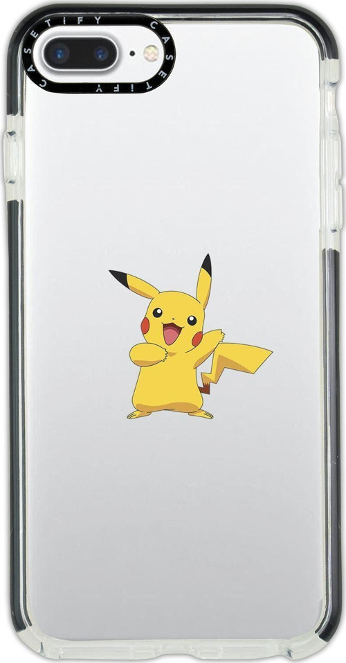 İphone 7 Plus Casetify Pikaçu Desenli Anti Shock Premium Silikonlu Siyah Kenar Detaylı Telefon Kılıf