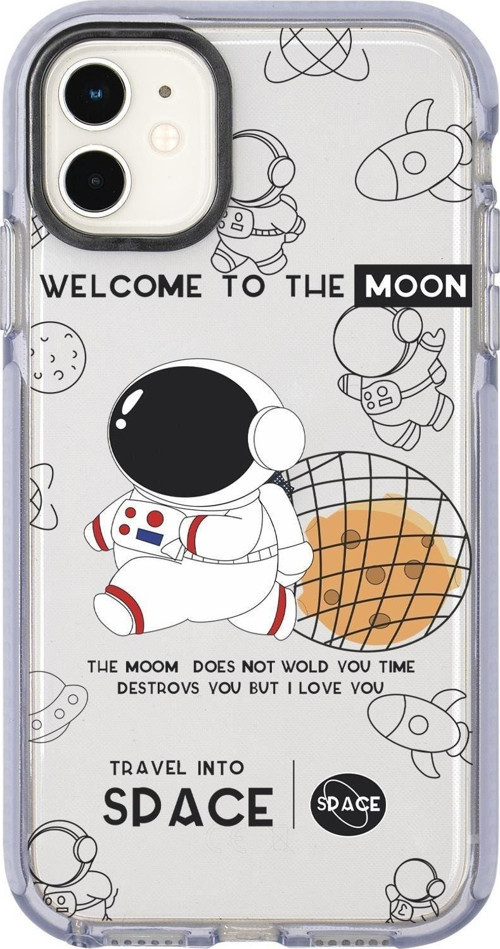 İphone 12 Sevimli Astronot Candy Bumper Silikonlu Telefon Kılıfı