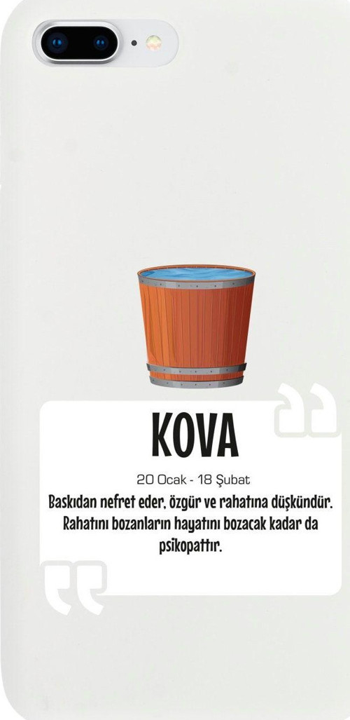 İphone 8 Plus Kova Burcu Tasarımlı Beyaz Telefon Kılıfı