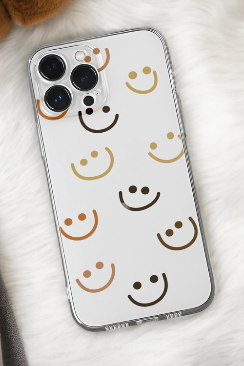 İphone 16 Pro Uyumlu Smile Desenli Premium Silikonlu Şeffaf Telefon Kılıfı