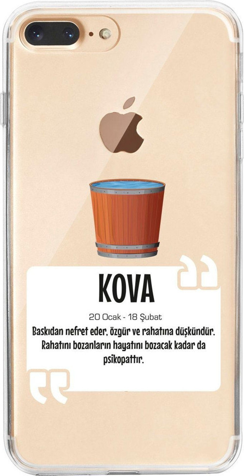 İphone 8 Plus Kova Burcu Desenli Şeffaf Telefon Kılıfı