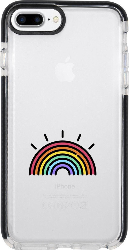 İphone 8 Plus Gökkuşağı Desenli Candy Bumper Silikonlu Telefon Kılıfı