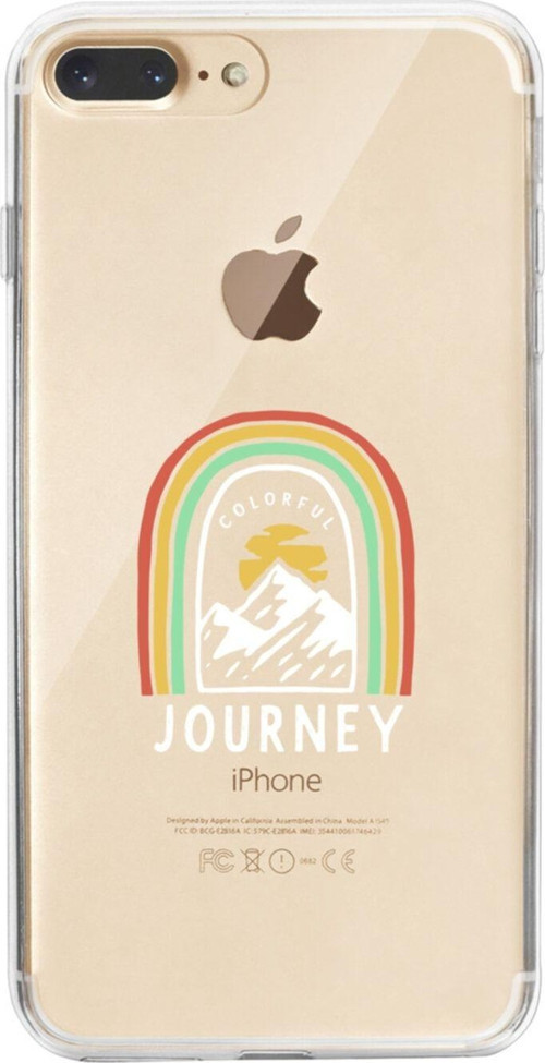 İphone 8 Plus Colorful Journey Desenli Şeffaf Telefon Kılıfı