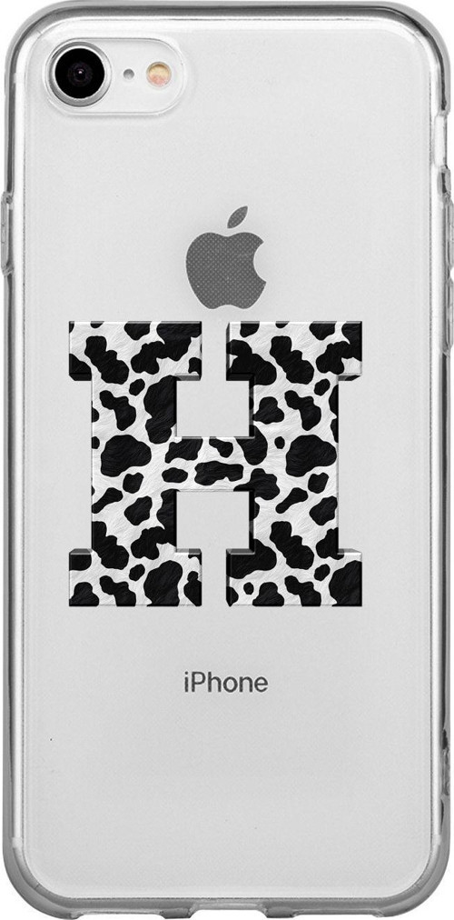 İphone 8 H Harfi Desenli Şeffaf Telefon Kılıfı