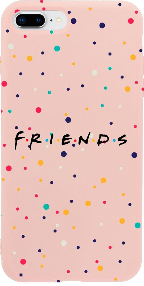 İphone 8 Plus Friends Tasarımlı Pembe Telefon Kılıfı