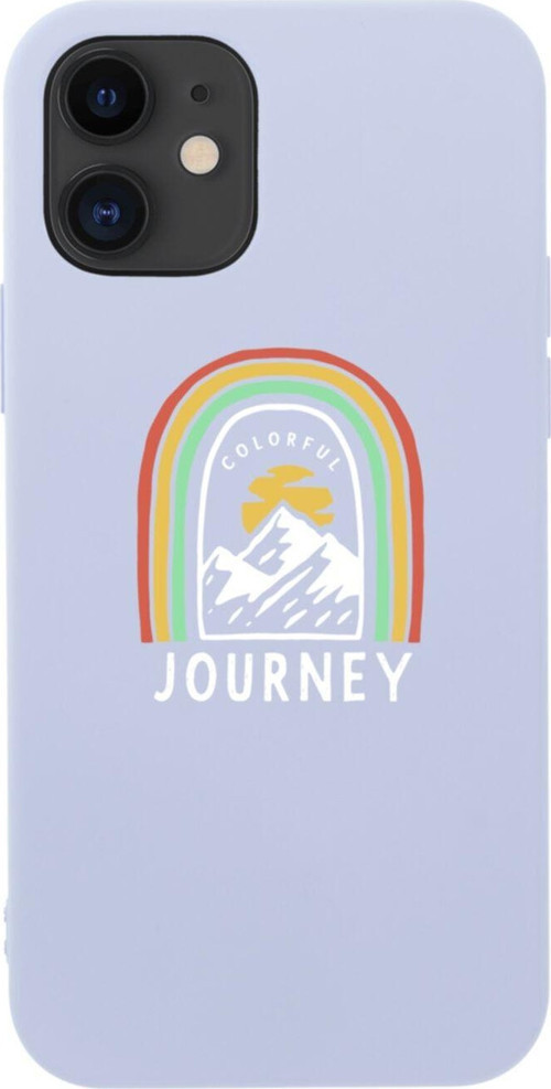 İphone 12 Rainbow Tasarımlı Lila Telefon Kılıfı