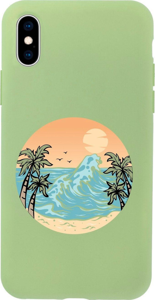 İphone X Summer Beach Tasarımlı Yeşil Telefon Kılıfı