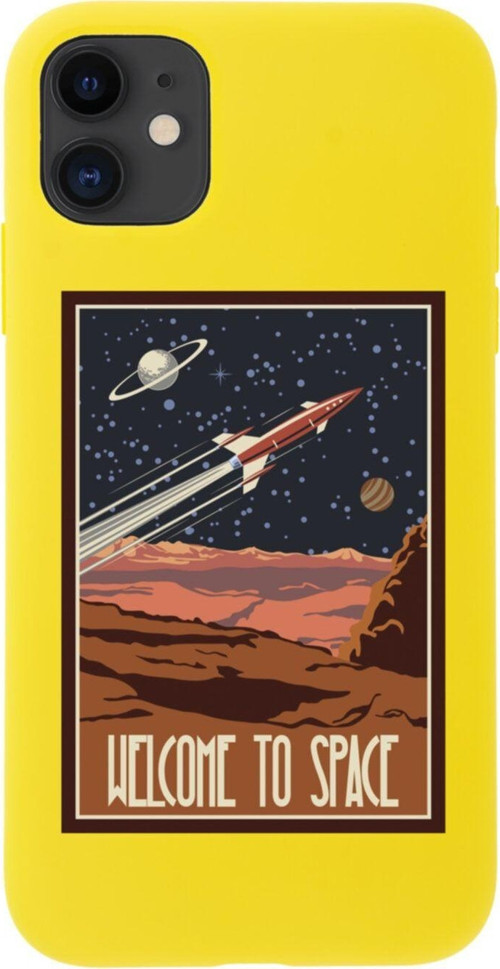 Iphone 11 Welcome To Space Tasarımlı Sarı Telefon Kılıfı