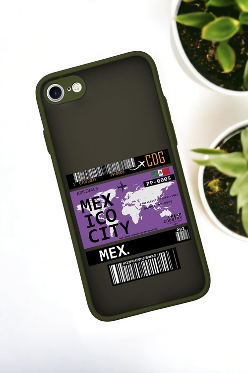 İphone 7 Uyumlu Mexico Ticket Desenli Buzlu Şeffaf Lüx Telefon Kılıfı
