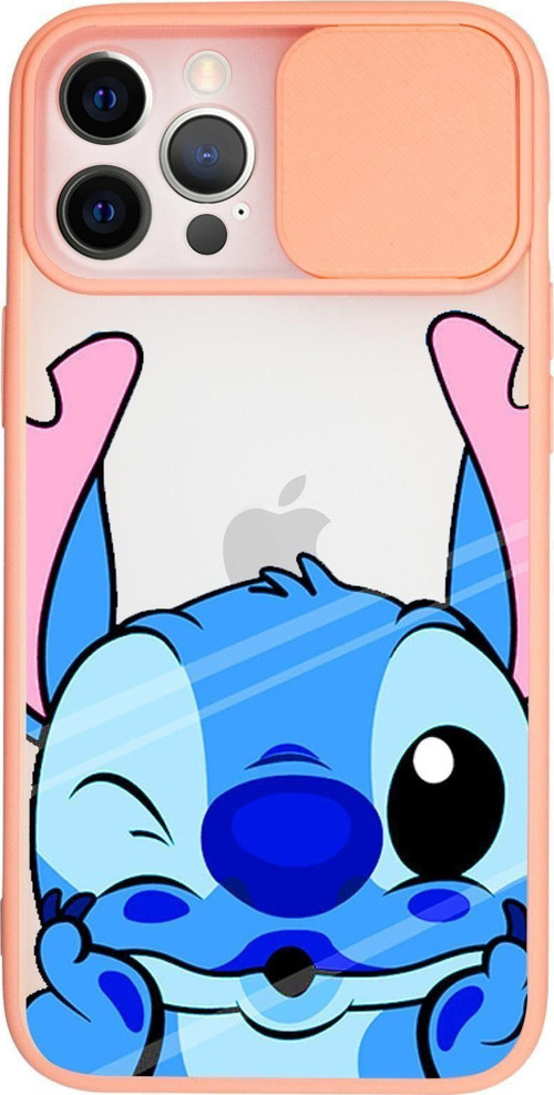 Iphone 12 Pro Stitch Desenli Kamera Koruma Sürgülü Kapaklı Telefon Kılıfı