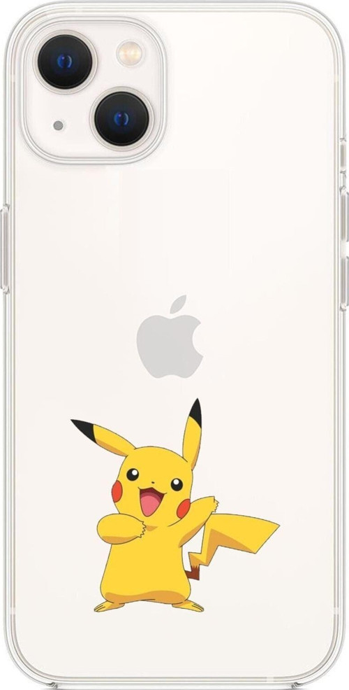 İphone 15 Uyumlu Desenli Pikaçu Şeffaf Telefon Kılıfı