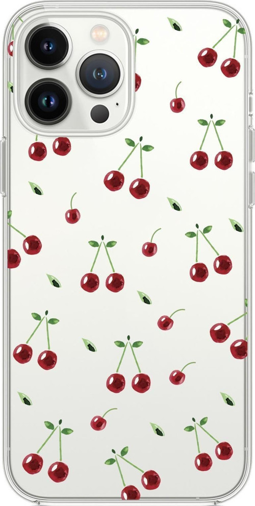 İphone 14 Pro Uyumlu Kiraz Premium Şeffaf Silikon Kılıf