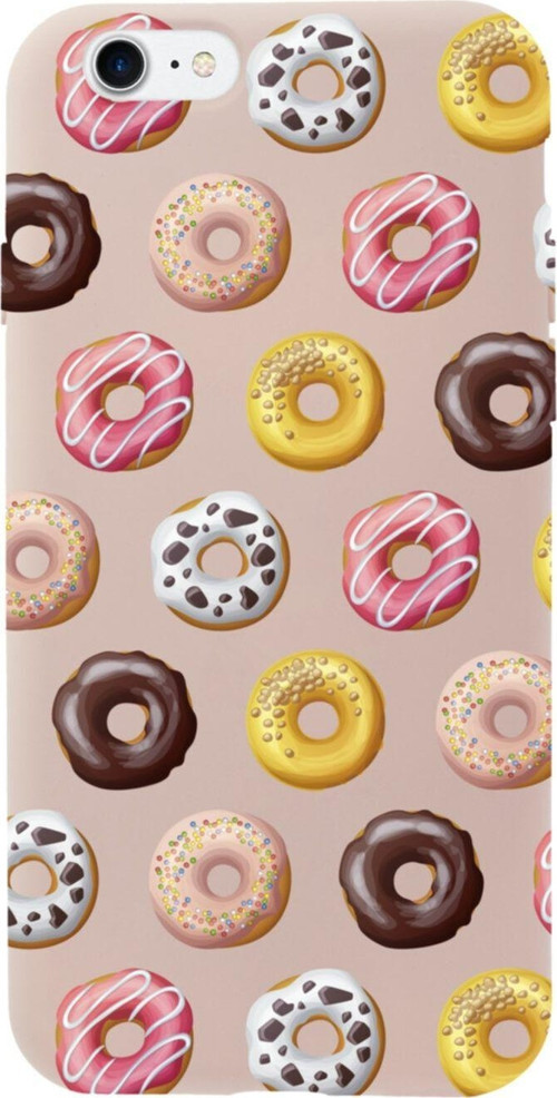 İphone Se Renkli Donutlar Tasarımlı Pembe Telefon Kılıfı