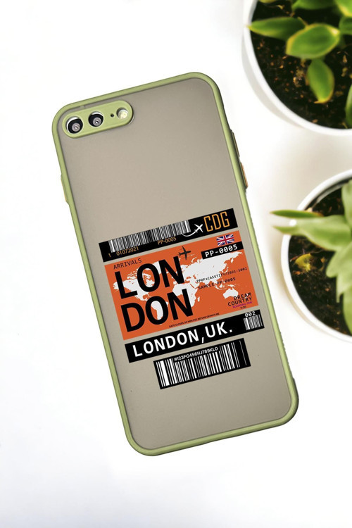 İphone 7 Plus Uyumlu London Yaprak Desenli Buzlu Şeffaf Lüx Telefon Kılıfı