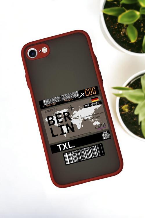 İphone Se 2020 Uyumlu Berlin Ticket Desenli Buzlu Şeffaf Lüx Telefon Kılıfı
