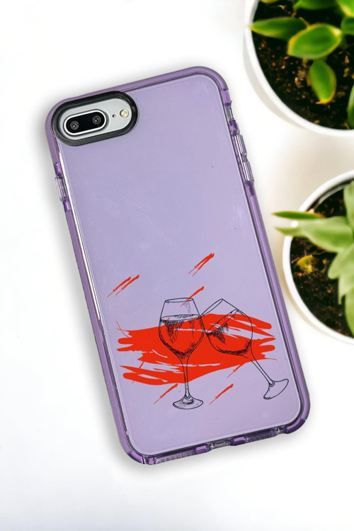 İphone 7 Plus Uyumlu Spilled Wine Desenli Color Impact Silikonlu Telefon Kılıfı