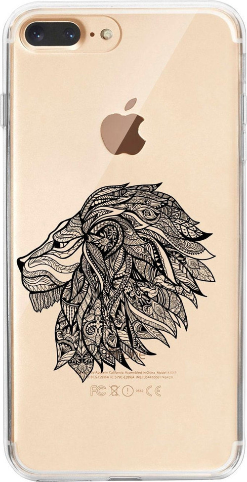 İphone 8 Plus Çizim Aslan Desenli Şeffaf Telefon Kılıfı