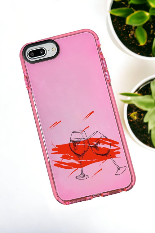 İphone 7 Plus Uyumlu Spilled Wine Desenli Color Impact Silikonlu Telefon Kılıfı