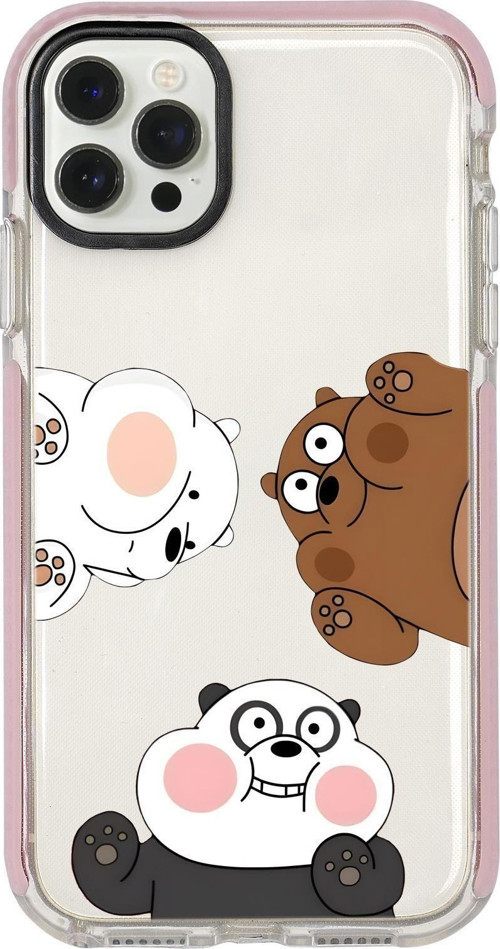 İphone 12 Pro Max Uyumlu Cute Animals Desenli Candy Bumper Silikonlu Telefon Kılıfı