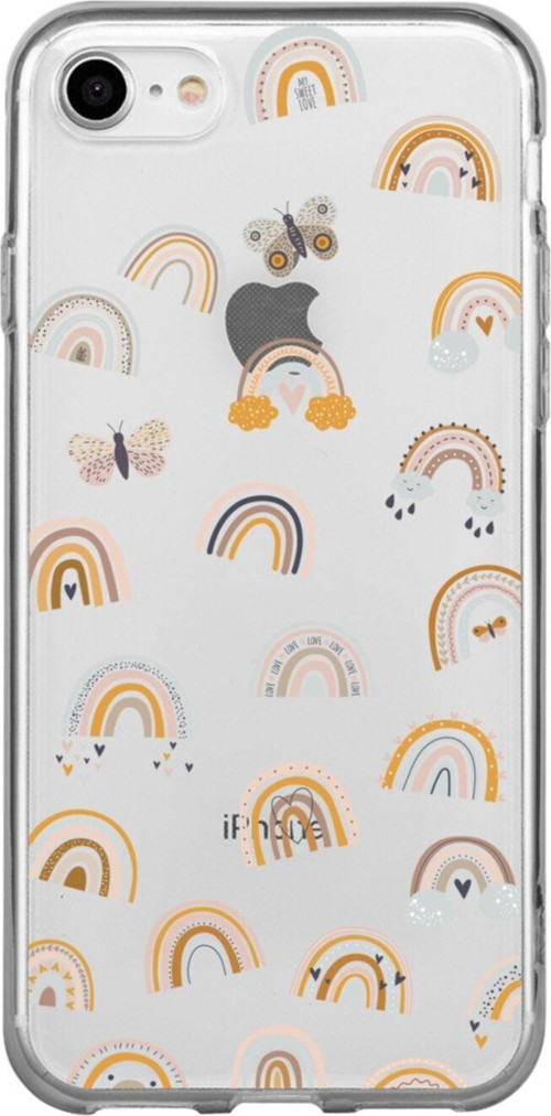 İphone Se Pink Rainbow Şeffaf Telefon Kılıfı