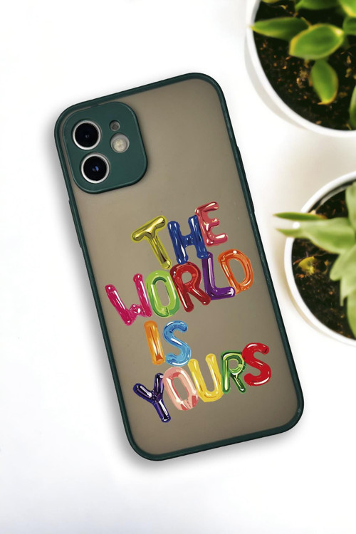 İphone 12 Uyumlu The World Desenli Buzlu Şeffaf Lüx Telefon Kılıfı